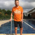 Darren Fletcher in a NASS t-shirt by the pool