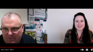 Screenshot of zoom meeting with Colin Beevor and Zoe Clark talking