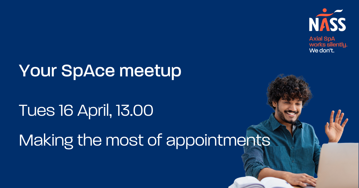 Your SpAce meetup. Tues 16 April, 13.00. Making the most of appointments