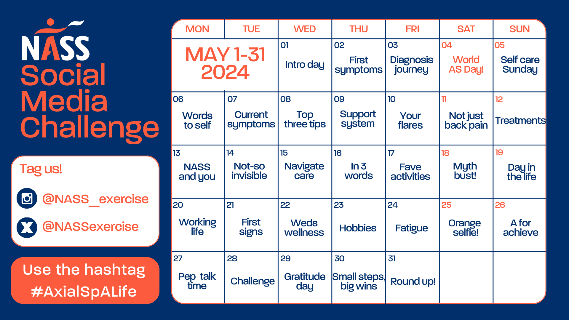 NASS social media challenge calendar
